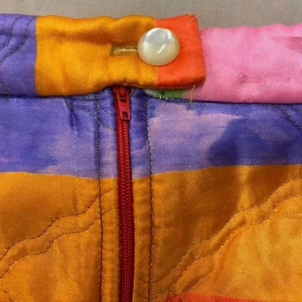 Vintage Rhapsody By Glazier Quilted Striped Maxi Skirt Small‎ Medium Rainbow